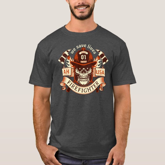 Arkansas Feuerwehrmann Oversified T-Shirt (Vorderseite)