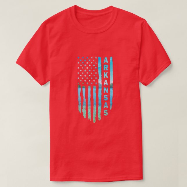 Arkansas Fishing American Flag T-Shirt (Design vorne)