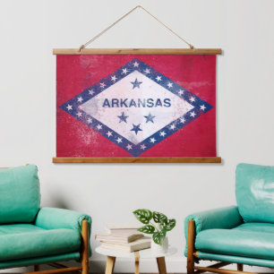 Arkansas-Flag Wandteppich Mit Holzrahmen