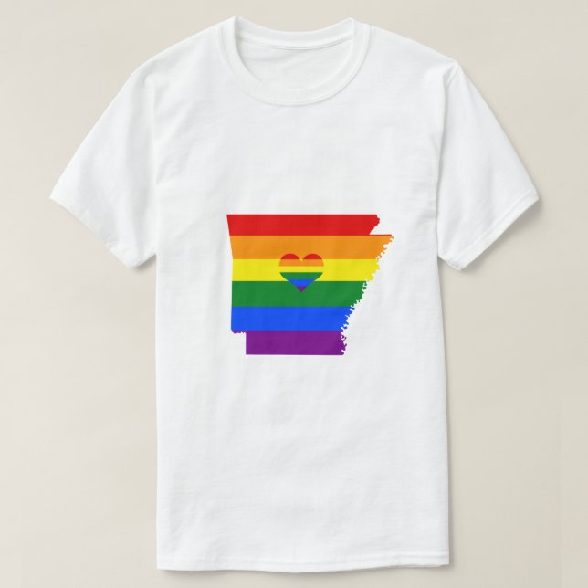 Arkansas Gay Pride Rainbow Flag Herzstück GLBTQ De T-Shirt (Design vorne)