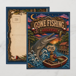 Arkansas Gone Fishing Alligator Gar Postkarte