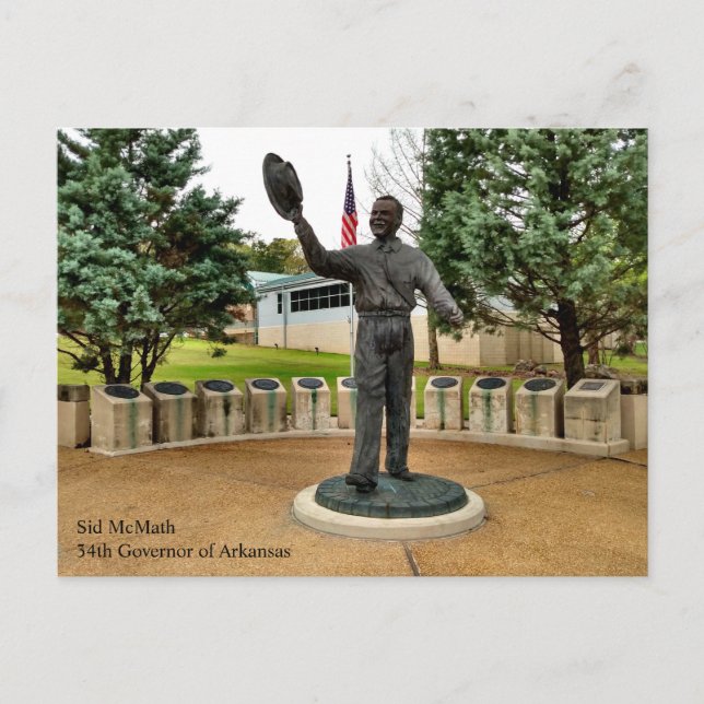 Arkansas Gouverneur Sid McMath Statue Postkarte (Vorderseite)