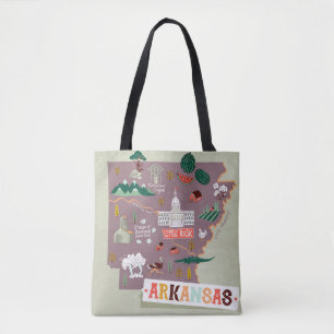 Arkansas Illustriert: USA Travel Map Tasche