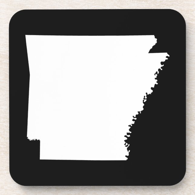 Arkansas in Weiß Getränkeuntersetzer (Vorderseite)
