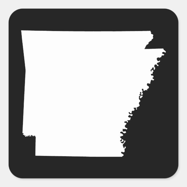 Arkansas in Weiß Quadratischer Aufkleber (Vorderseite)