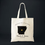 Arkansas Karte Hochzeitsszenierung Begrüßung Beute Tragetasche<br><div class="desc">Hochzeitswochenende Begrüßungsgeschenktasche für Gäste aus der Stadt,  um Ihre Hochzeit mit dem Bild von Arkansas,  mit goldenem Herzen. Fülle die Tasche mit deinen Lieblingsgoodies.</div>