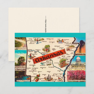 Arkansas-Karte Vintage-Postkarte Postkarte