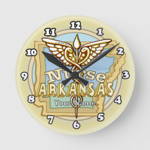 Arkansas Krankenschwester Caduceus Runde Wanduhr
