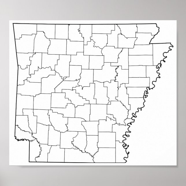 Arkansas Landkreises Leere Kontur Karte Poster (Vorne)