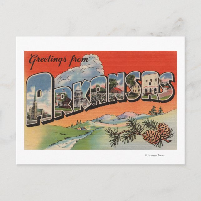 Arkansas (Landschaftsszene) - Großbuchstabe Postkarte (Vorderseite)