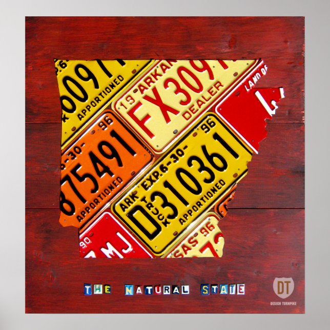 Arkansas Lizenzplakette Karte Drucken Poster (Vorne)