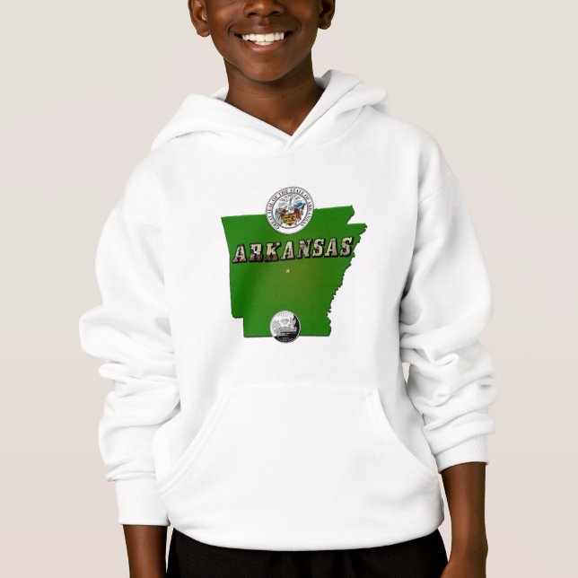 Arkansas Map, Siegel und Staat Imitate Quarter Hoodie (Vorderseite)