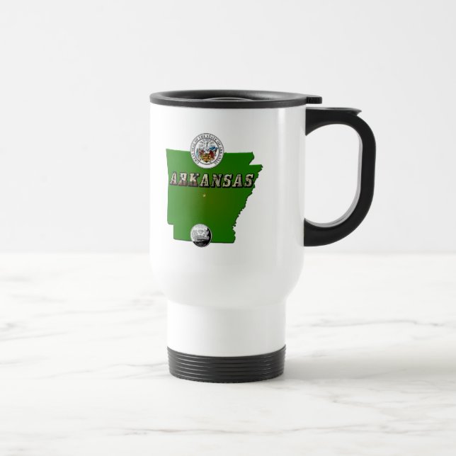 Arkansas Map, Siegel und Staat Imitate Quarter Reisebecher (Rechts)