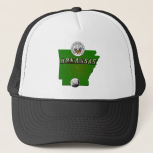 Arkansas Map, Siegel und Staat Imitate Quarter Truckerkappe