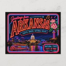Arkansas Neon State Retro Vintage Postkarte
