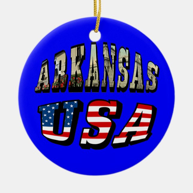 Arkansas Picture und USA Flag Text Keramikornament (Vorne)