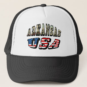 Arkansas Picture und USA Flag Text Truckerkappe