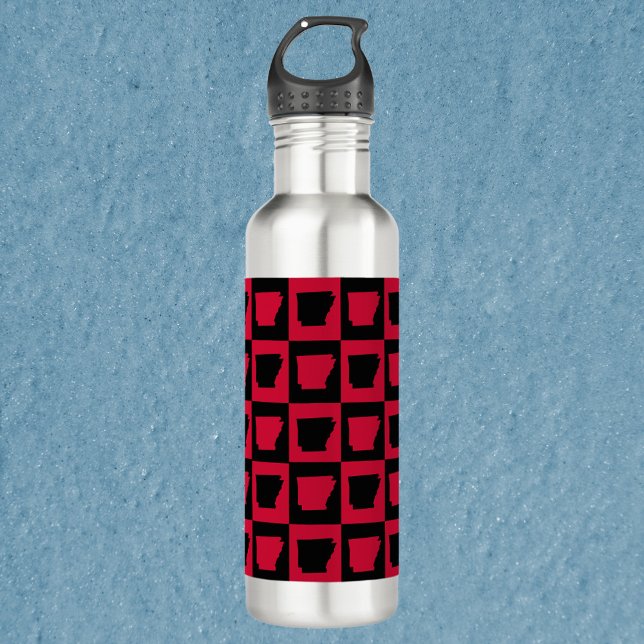 Arkansas Red and Black Pattern Edelstahlflasche (A water bottle with a black and red pattern of Arkansas!)