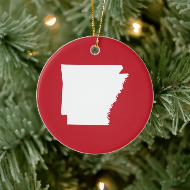 Arkansas Rot und Weiß Keramikornament (Baum)