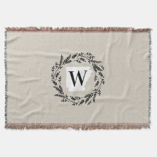 Arkansas Rustic Wreath Monogram Throw Blanket Decke
