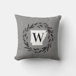 Arkansas Rustic Wreath Monogram Throw Pillow Kissen