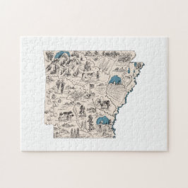 Arkansas Shaped Vintage Arkansan Picture Map