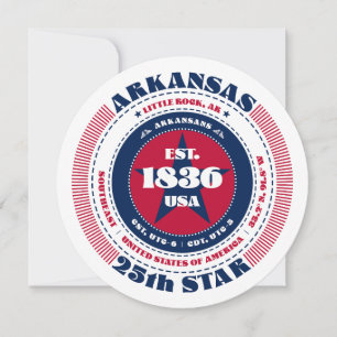 Arkansas Staat Circular Typografy Flat Card