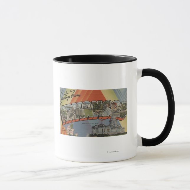 Arkansas (Staat-Hauptstadt) - Große Buchstabenszen Tasse (Rechts)