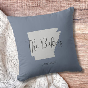 Arkansas Staat Kontur Familienname Throw Kissen