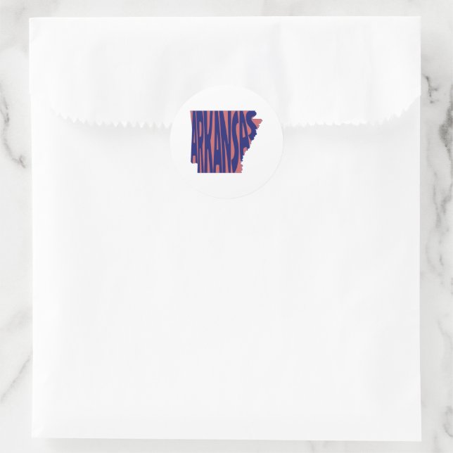 Arkansas Staat Name Word Art Blue Runder Aufkleber (Tasche)