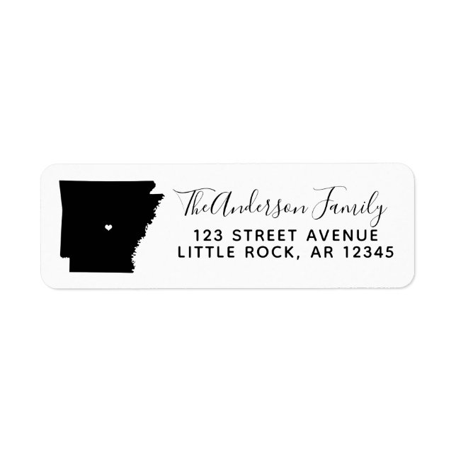 Arkansas Staat Simple Modern Black Rücksendeadress (Vorne)