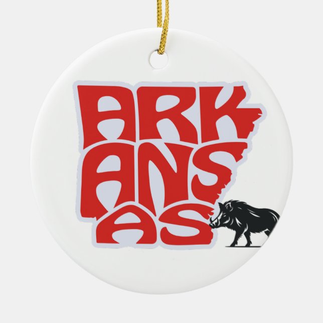 Arkansas Staat Weihnachtsbaum Keramik Ornament (Vorne)