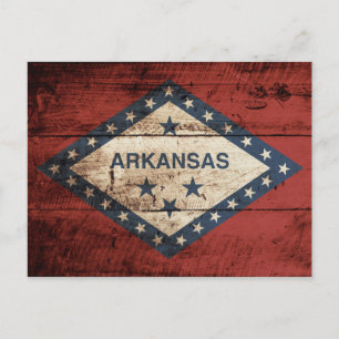Arkansas Staatsflagge auf altem Holzmaserung Postkarte