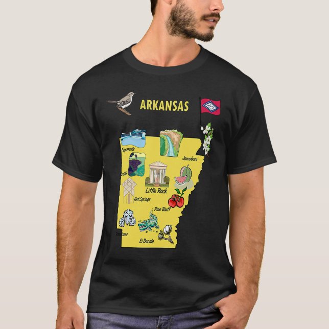 Arkansas state map major cities Tourist Destinatio T-Shirt (Vorderseite)