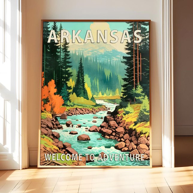 Arkansas State Scenery Poster Art Print, Retro Nat (Créateur téléchargé)
