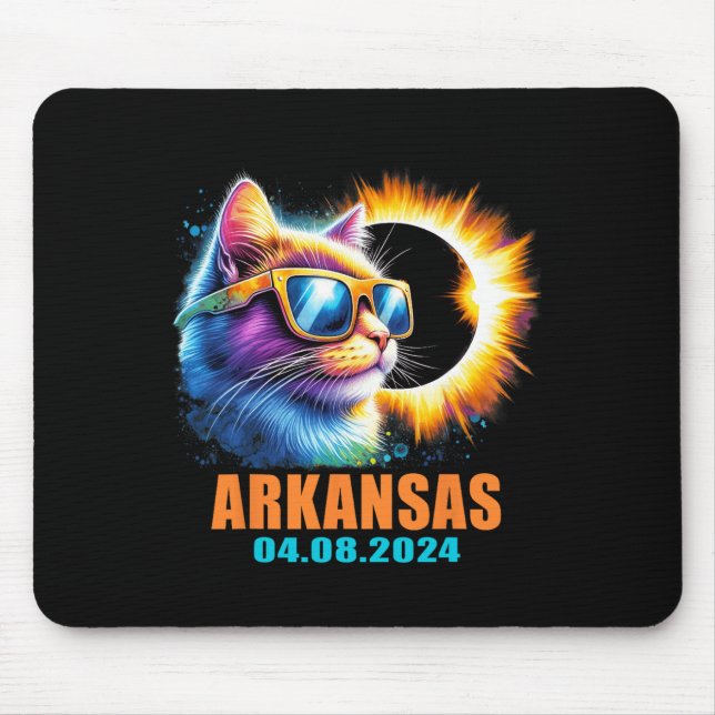 Arkansas Total Solar Eclipse 2024 Cat Solar Eclips Mousepad (Vorne)