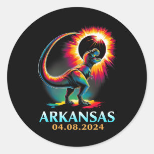 Arkansas Totality Total Solar Eclipse 2024 T Rex D Runder Aufkleber