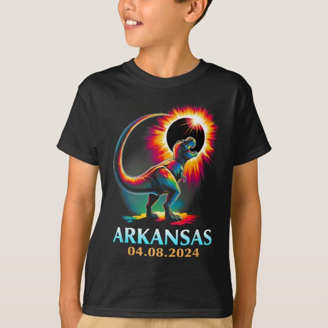 Arkansas Totality Total Solar Eclipse 2024 T Rex D T-Shirt (Vorderseite)