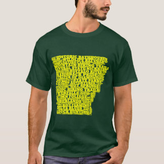 Arkansas-Typografie-Kunst Gelb und Marineblau T-Shirt