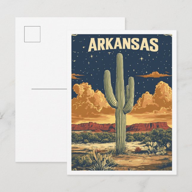 Arkansas USA Art Vintag Illustration Travel Postkarte (Vorne/Hinten)