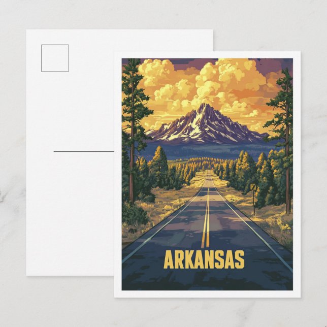 Arkansas USA Art Vintag Illustration Travel Postkarte (Vorne/Hinten)