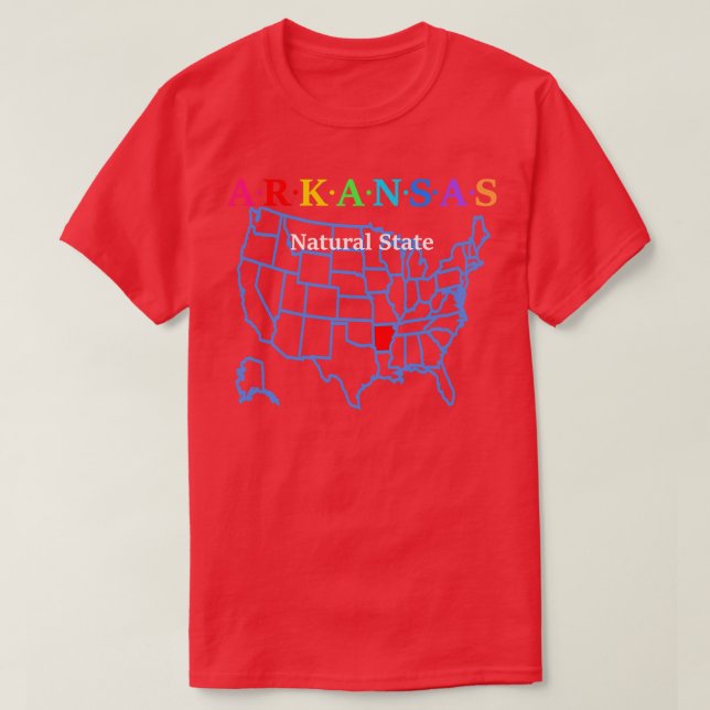 Arkansas USA Natural State Map Version TShirt (Design devant)