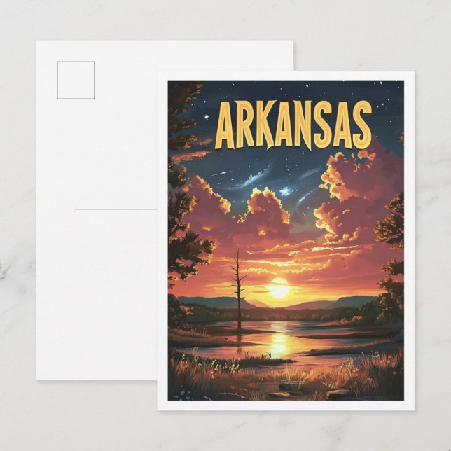 Arkansas USA Vintag Illustration Travel Postkarte (Vorne/Hinten)