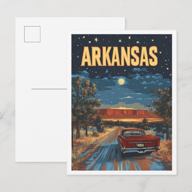 Arkansas USA Vintag Illustration Travel Postkarte (Vorne/Hinten)