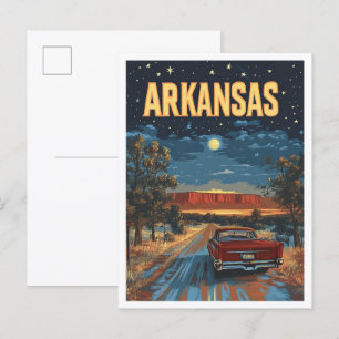 Arkansas USA Vintage-Illustration Reise Postkarte