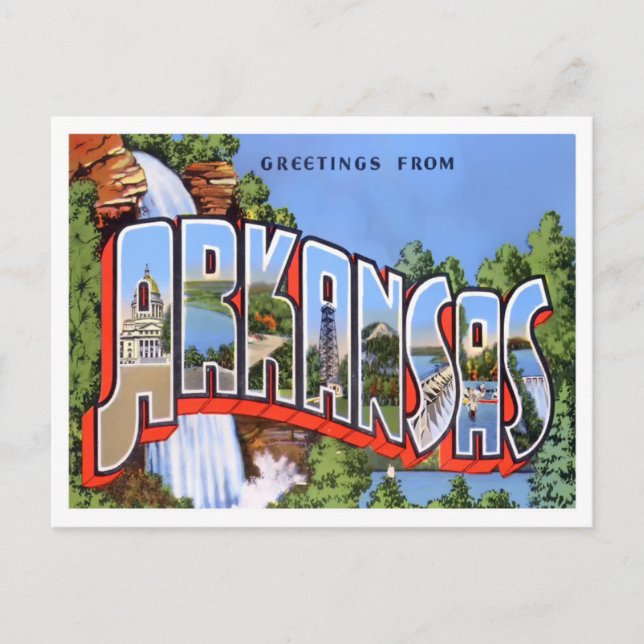 Arkansas Vintag Big Letters Postkarte (Vorderseite)