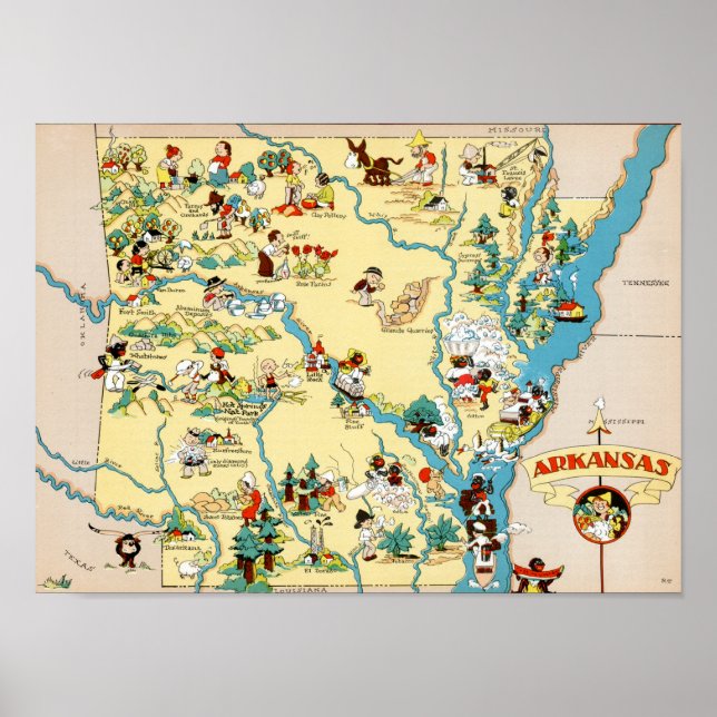 Arkansas Vintage Karte Poster (Vorne)