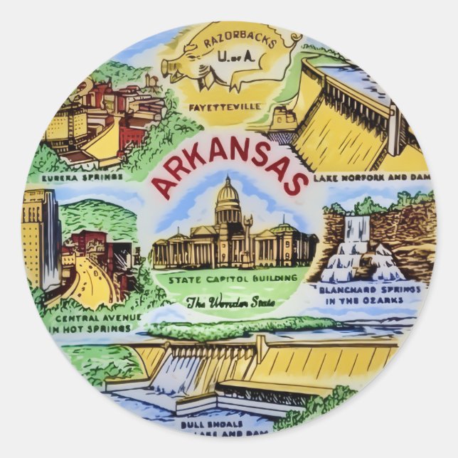 Arkansas Wahrzeichen  Runder Aufkleber (Vorderseite)