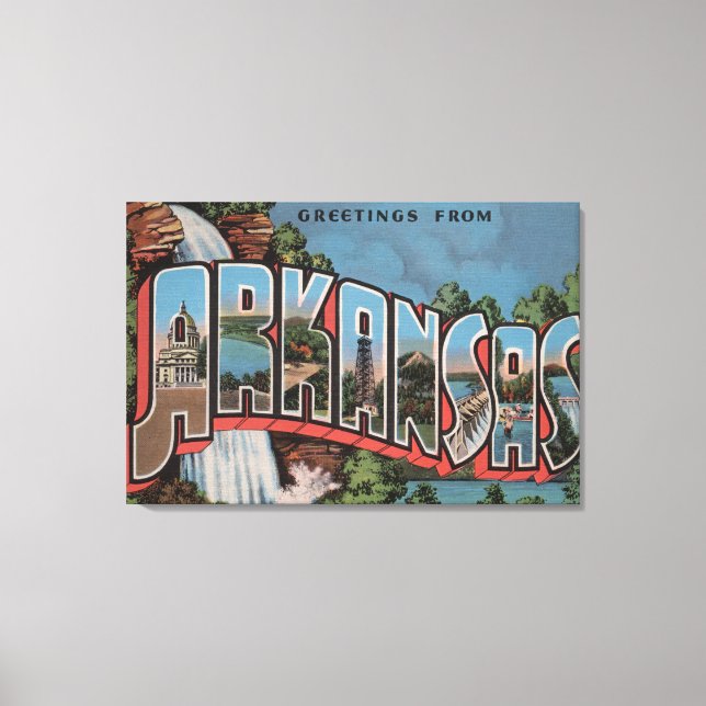 Arkansas (Wasserfallszene) - Große Briefszenen Leinwanddruck (Vorderseite)