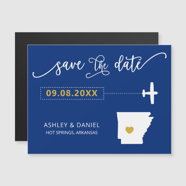 Arkansas Wedding Save the Date Card, Map Magneteinladung (Vorne/Hinten)